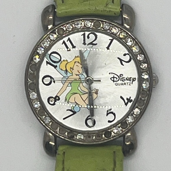 Disney Accessories - Disney Parks Time Works Tinkerbell Watch Womens‎ Child Lime Green Leather Band